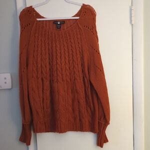 Ashley Stewart Orange Cable Knit Sweater